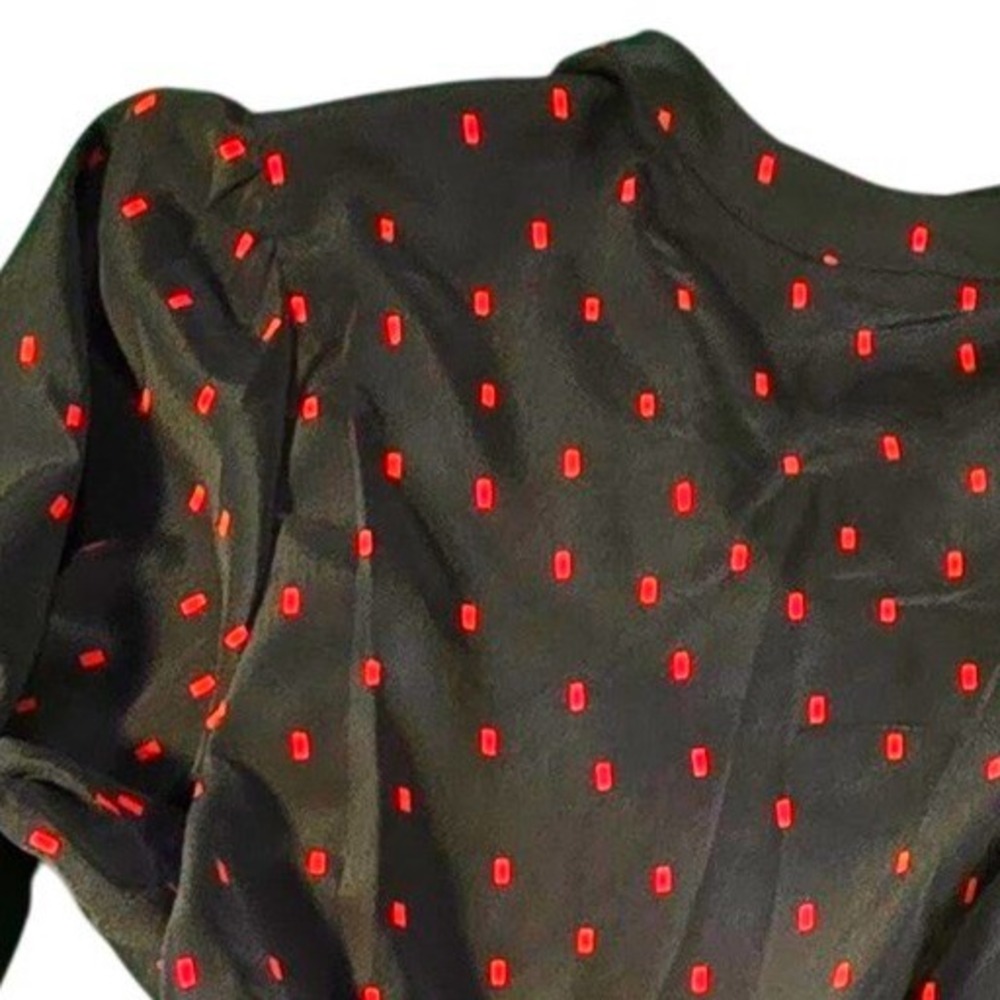 Sanctuary Womens Black Red Dot Print Long Sleeve Peplum Blouse Top XXL Recyc Pol